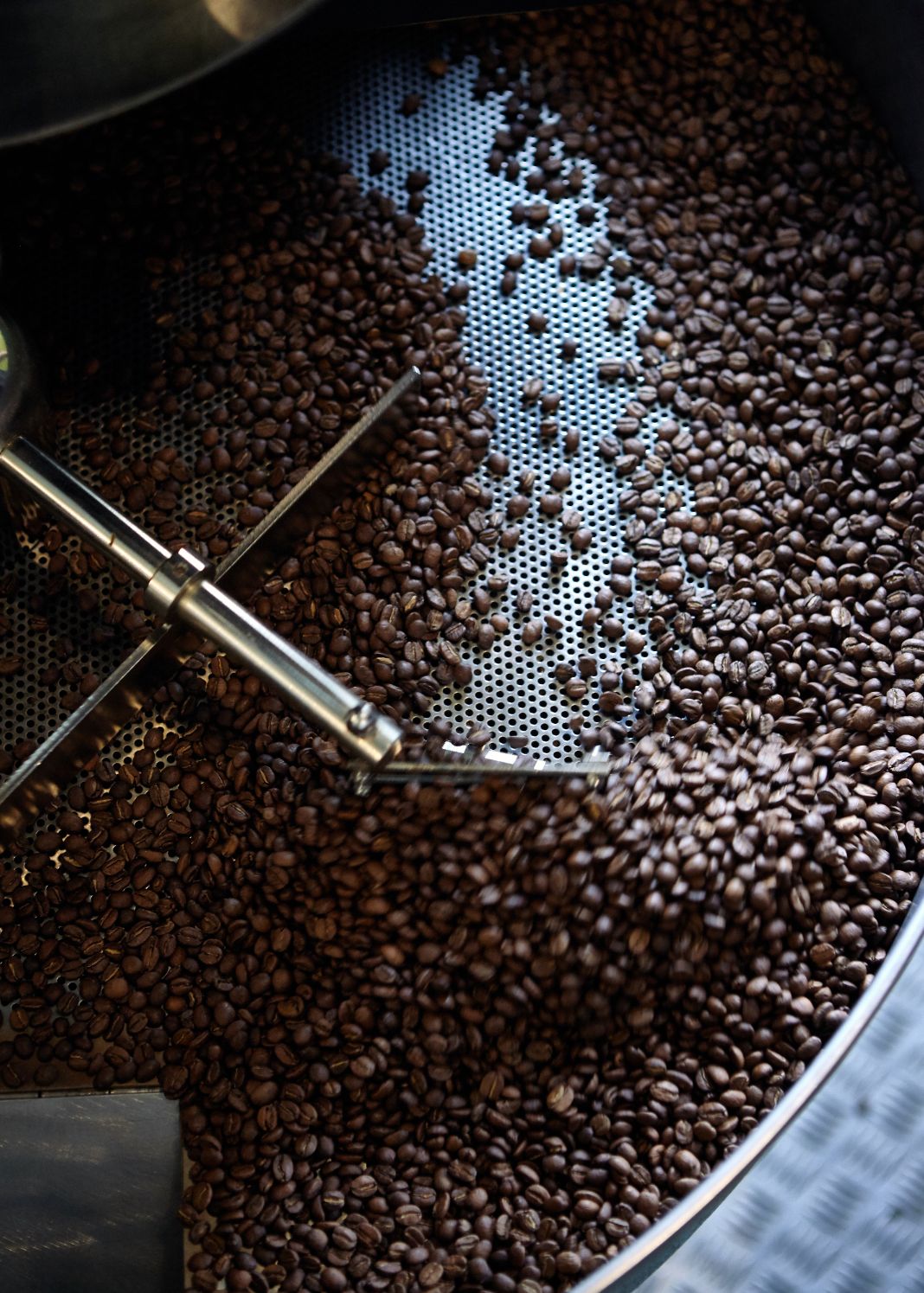 Ethical Specialty Coffee being roasted in a coffee roaster